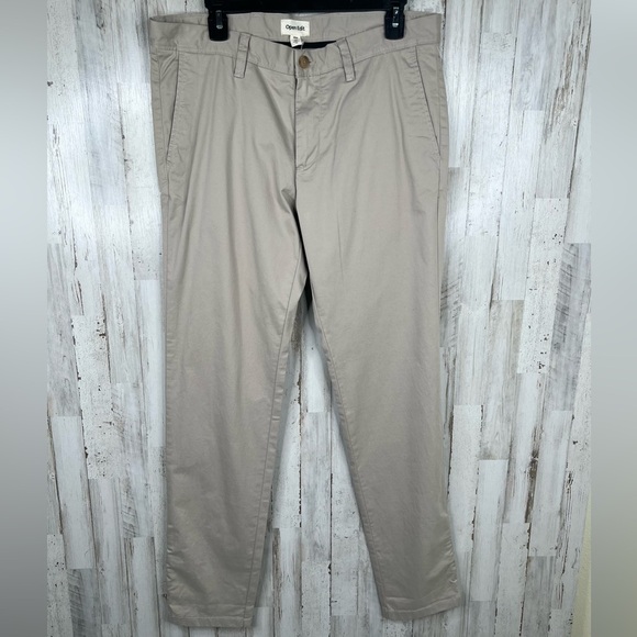 Open Edit Men's Chino Pants Size 33 Beige Casual Flat Front Straight Leg - Picture 2 of 13